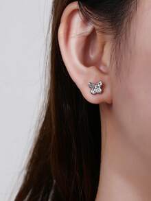 1pc Elegant Titanium Steel Butterfly Stud Earrings, Suitable For Women's Daily Wear - Butterfly - View 8