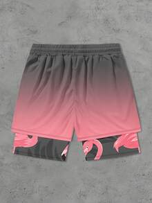 男士火烈鸟印花带衬里口袋短裤 - 彩色 - 查看 3