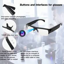 1副视频眼镜，1080P高清智能摄像头，便携式可穿戴摄像头，智能眼镜，65°广角镜头，机身摄像头，配备64GB存储卡，录像眼镜，会议录像，送给朋友的完美礼物！ - 黑色 - 查看 8