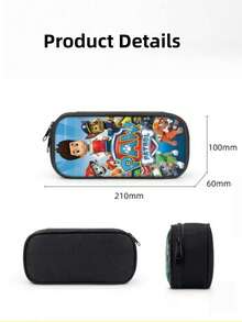 1pc Paw Patrol Series Zipper Pencil Case, Includes Characters Rubble, Chase, Rocky, Zuma, Skye, Everest, Tracker, Tuck, Ella, Rex, WildCat And Liberty. Zipper Design For Easy Carrying, With Internal Compartment Dividers. - Multicolor - View 6