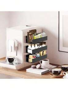 1/2pcs Set Magnetic Side Storage Rack, Suitable For Refrigerator And Washing Machine - No Drilling Required, Fashionable Black Metal Face, Wall-Mounted Spice Organizer, Perfect For Laundry Essentials - Multicolor - View 3