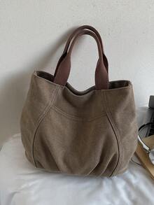 peach tree 女士休闲托特包，简约纯色手提包，男女通用单肩包，大容量多口袋多功能随身包，适合度假、旅行、送礼、返校、大学、情人节等场合。 - 彩色 - 查看 12