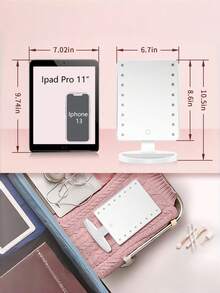 LED Makeup Mirror, Lighted Vanity Mirror With 3 Lighting Modes, Tabletop Cosmetic Mirror, Dual Power Supply, Portable Makeup Mirror For Dorm, Office Desk, Birthday, Graduation, Holiday Home Decor, Student Gift, Multifunctional Vanity Mirror For Bedroom, Travel, Ideal Gift For Women On Valentine's Day, Mother's Day - Multicolor - View 7