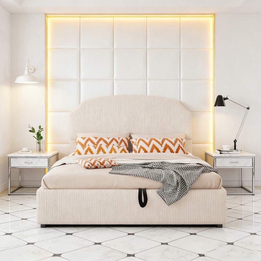 Bed Bases & Foundations - Beige + Upholstered + 140cm*200cm - View 1