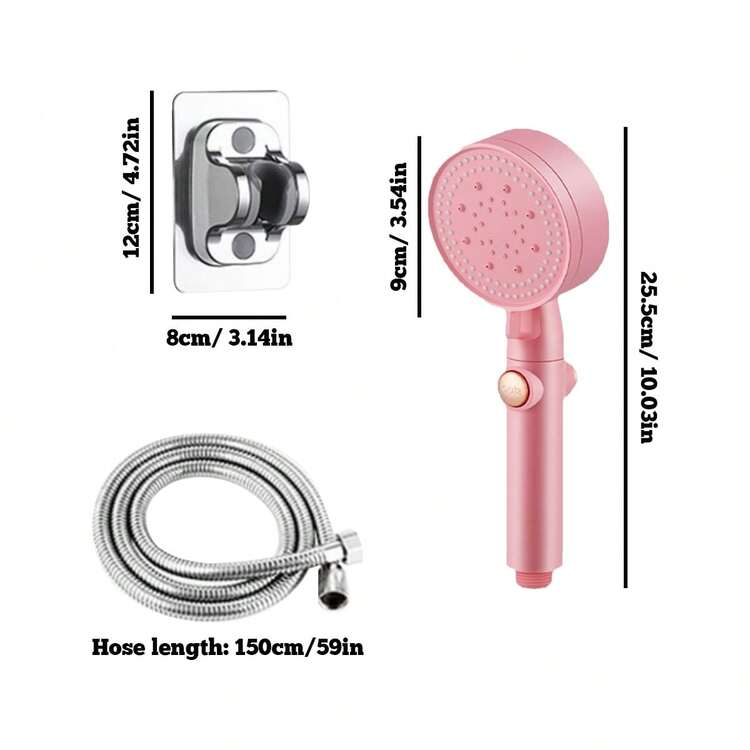 1个高压手持花洒，多种喷淋模式，工业级ABS圆形防堵塞大口径雨淋花洒，可拆卸手持花洒头+超长软管+可调节金属支架，1分钟快速安装，适用于出租房装修/冬季沐浴/日常淋浴/四季浴室使用 - 多色A - 查看 10