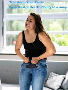 5件/2件套弹性腰带延长器，可调节腰带延长扣，腰带延长器，弹性可调节裤子延长器，裤子纽扣延长器，孕妇裤弹性纽扣，可调节纽扣延长器，适用于裤子和孕妇裤腰部延长 - 黑色 - 查看 3