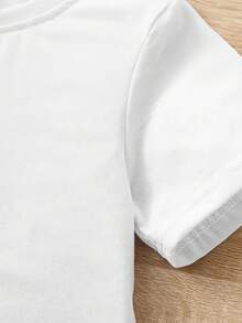 Short-Sleeved T-Shirt For Boys With A Cartoon Lion Print, Crew Neck, Made Of Soft Knit Fabric, Ideal For Spring, Summer And Autumn, Perfect For A Fun And Comfortable Look. - 白色 - 查看 5