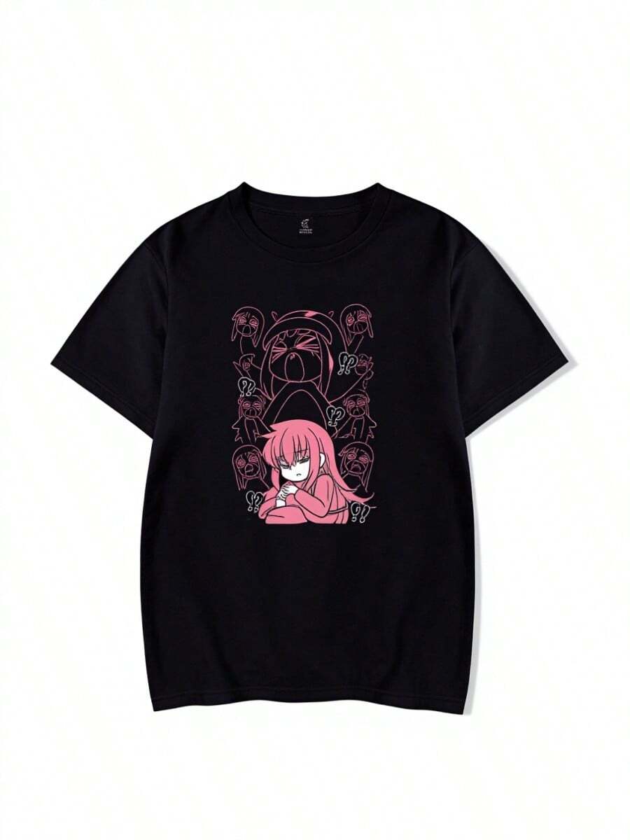 Comfortable Summer 2026Classic Special TShirt Bocchi The Rock Gotou Hitori Manga Shirt Anime Comfortable Hip Hop Graphic T Shirt Short Sleeve Tees - 黑色 - 查看 1