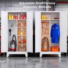 Washsemba 71" H Metal Garage Storage Cabinets,Broom Closet Storage Cabinet,Utility Cabinet,Black Storage Cabinets - C - View 4