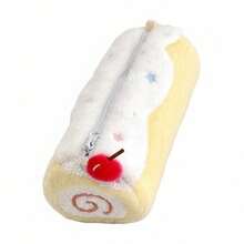 Plush Blueberries/Strawberries/Cherries Swiss Roll Pen Bag Large Capacity Pencil Case Portable Stationery Pouch Storage Bag Students Gift - Multicolor - View 12