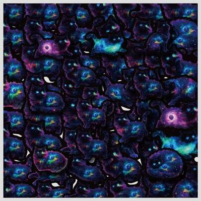 50pcs Starry Sky Kitten Doodle Stickers, Cute Cartoon Cat Stickers For DIY Scrapbooking, Water Bottle, Decorative Sticker