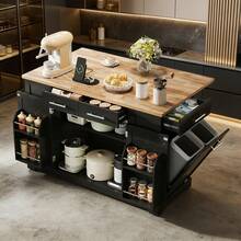 Mobile Storage Islands - Black+Natural + MDF + European - View 1
