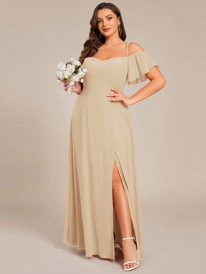 EVERPRETTY Elegant Romantic Luxurious One-Shoulder Plus Size Bridesmaid Dress Wedding Spring Party Fall