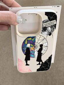 Estuche para teléfono con diseño colorido de telaraña Compatible con estuches para teléfonos   17  16 Pro Max  15 Pro Max  13 y  12 Textura retro resistente a rayones y duradera Un regalo único para familiares, amigos, amantes, novios, novias y el día de San Valentín - Blanco antiguo - Ver 5