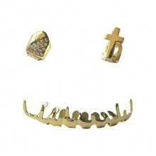 一套男女通用水钻十字架火焰牙套，适合日常休闲和派对佩戴 - 彩色 - 查看 8