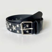 1pcs Niche Rivet Belt - Metal Spike Design, Punk Style/Unique Fashion Eye-Catching Item - 黑色 - 查看 8