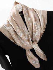 1pc Women's Fashionable Leopard Print Scarf, 70x70cm Square Neckerchief, Daily Accessory - Multicolor - View 4