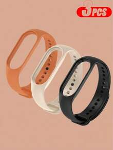 3条装男女通用纯色TPU表带，适用于小米手环3/4/6/5/7/8/9/10，也适用于小米手环7/6/5/4/3，硅胶腕带，小米手环5/6/7配件 - 彩色 - 查看 2