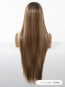 13x6蕾丝前置长直渐变棕色合成假发，适合日常、派对、化妆、舞会、情人节及其他场合。 - 彩色 - 查看 4