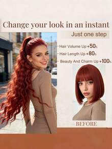 30 Inch Clip-On Ponytail Wig, Wavy Fluffy Long Curly Synthetic Fiber High Ponytail, Braided Curly Ponytail, Suitable For Women Party, Holiday Gift, Music Festival, Party Hair Accessories, Everyday Wear, Hair Salon Use, Cosplay, Wedding, Y2K, Lolita, JK, Suitable For Thin Hair, Beginners And All Skin Tones, New Year And Valentine's Day Gift, Hair Accessory - Multicolor - View 6