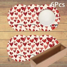 2pcs/4pcs/6pcs Heart-Shaped Silicone Placemats, Valentine's Day Style Pattern, Holiday Gift, Seasonal Decor, Suitable For Dining Table, Coffee Bar, Washable, Home Decor, Coasters, Draining Mats, Kitchen Table Mats, Indoor/Outdoor Party Decorations, Ideal Gift - Multicolor - View 13