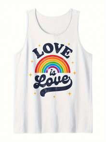 Men's Pride Month Graphic T-Shirt - Love Is Love Rainbow Chest Print LGBTQ+ Apparel - Lightweight Breathable Sleeveless Shirt - Machine Washable Everyday & Pride Event Tee - White Background With Rainbow Arrow Design - Adult Male Casual Top, Summer Fashion, Round Neck, Medium Stretch, Summer Wardrobe, Simple Style, Durable Material, Festival Goers Minimalist, Modern, And Made For Versatility. This Sleeveless Tank Top Is The Ultimate Building Block For Countless Outfits-Durable, Easy To Care For, And Designed To Last, It's A Smart Investment For Any Wardrobe. Grab Yours Today And Experience Effortless Style At Its Best! - trắng - Xem 1