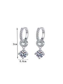 BLOVEMEE 2pcs Fashionable Luxury 925 Silver 0.5-1 Carat Moissanite Earrings, Suitable For Women's Daily Wear, Party, Vacation, Valentine's Day, Mother's Day, Wedding Anniversary, Christmas, Birthday Jewelry Gift - Silver - View 4