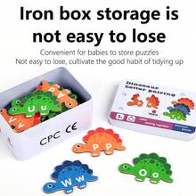 Children's Letter Matching Puzzle Game Toy, Dinosaur Shaped Letter Recognition Word Matching Family Early Education Interactive Game Toy, Metal Tin Pocket Letter Matching Puzzle, Suitable For Boys And Girls Travel Game Toys, Letter And Word Enlightenment Game Toy - Multicolor - View 7