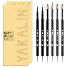 6支双头美甲彩绘笔，一支带点钻线头，另一支带平头光疗刷头 - 美甲工具，适用于美甲、凝胶指甲油、足疗 - 黑色 - 查看 8