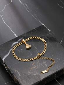 1 pieza Brazalete de acero inoxidable dorado con elementos de diamante de imitación, adecuado para el atuendo diario de los hombres, festivales, citas, compromisos - Dorado - Ver 9