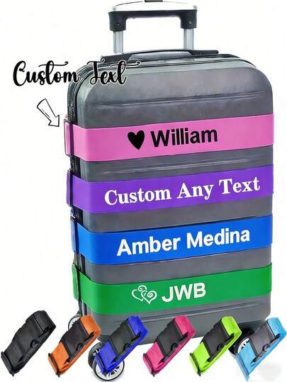 Personalized Luggage Straps For Suitcases,Personalized Hook And Loop Luggage Straps,Custom Luggage Straps With Name,Nylon Custom Embroidered With Name Suitcase Strap,Luggage Identifiers,Suitcase Straps To Hold Suitcases Together,Suitcase Belt,Luggage Wraps For Suitcase,Gifts For Women