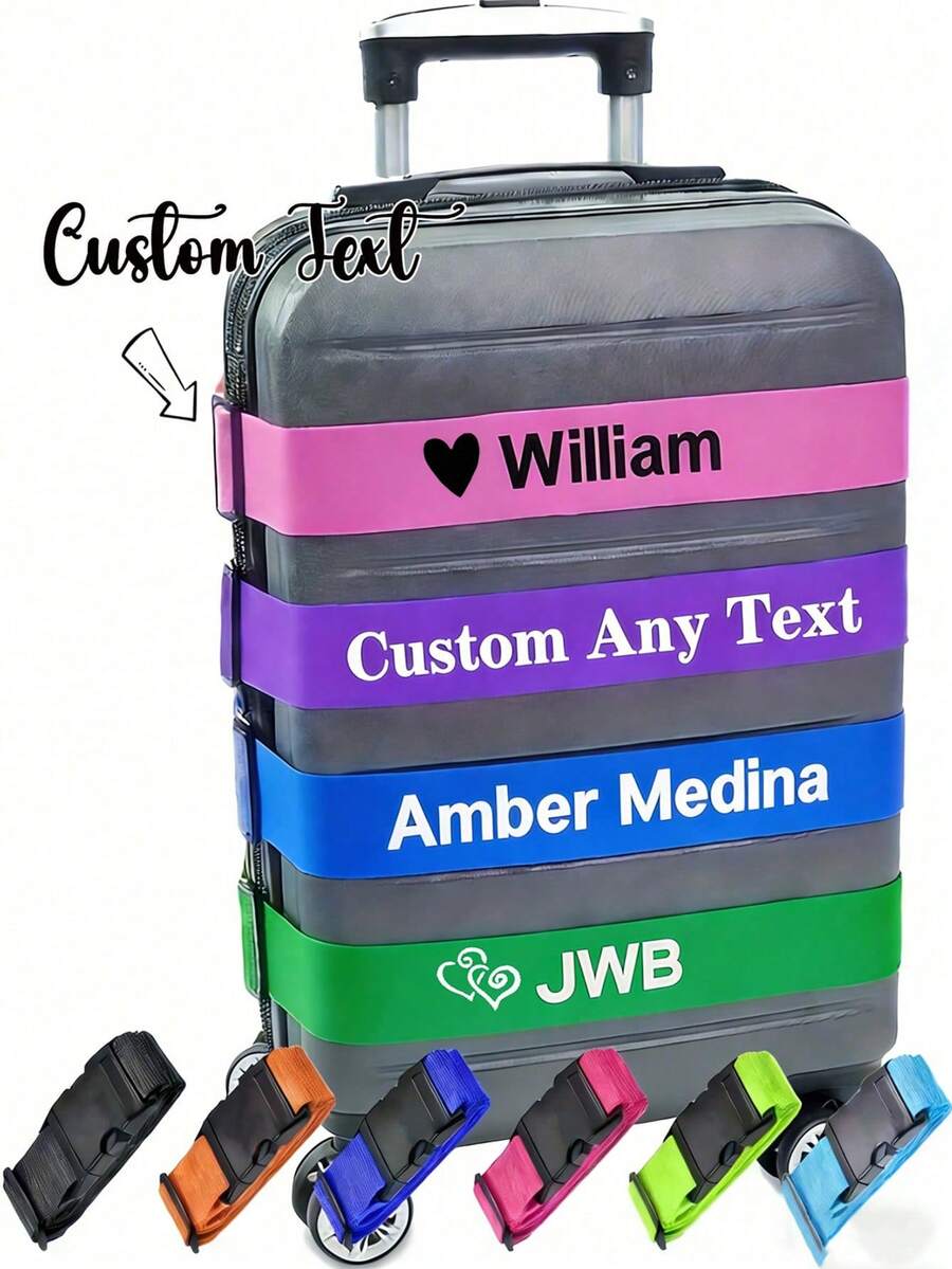 Personalized Luggage Straps For Suitcases,Personalized Hook And Loop Luggage Straps,Custom Luggage Straps With Name,Nylon Custom Embroidered With Name Suitcase Strap,Luggage Identifiers,Suitcase Straps To Hold Suitcases Together,Suitcase Belt,Luggage Wraps For Suitcase,Gifts For Women - Multicolor - View 1