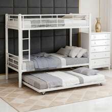Kids Bed Frames, Headboards & Footboards - White + Iron + Bedroom - View 1