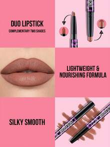 MISSLYN-Whisper Secret 二合一唇线笔/唇膏，哑光双头唇线笔，柔滑哑光唇膏，哑光唇妆套装（含唇线笔），持久防水24小时持妆，唇线笔/唇膏组合 - #06 - 查看 3