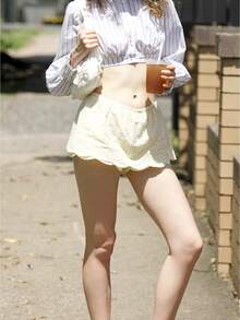 Women Lace Mini Skirt Ruffle Pleated Flowy Short Skirts Low Rise Layered Tiered Skirt - Yellow - View 1