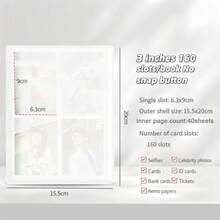 大容量透明相册，3英寸/5英寸照片收纳册，便携式插页式相册，方便整理和保存您的珍贵回忆，多功能收纳相册，160/84格防水防尘PP相册，可作票夹和卡片夹，用于存放照片、电影票/火车票、明信片、K-Pop小卡等。 - 常規 - 查看 7