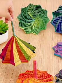 1/2个3D打印螺旋塔，附赠礼品袋，闪亮胡萝卜塔，多边形3D旋转塔，放松桌面摆件，减压道具，办公室装饰，生日礼物，解压玩具，抗压玩具，派对礼品，放松玩具 - 彩色 - 查看 7