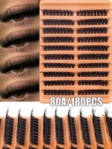 180/160片D型卷翘DIY假睫毛簇，100片D型假睫毛簇，0.07mm DD卷翘度，8-16mm混合自然款假睫毛，超浓密纤长款假睫毛簇，卷翘单根假睫毛，纤细纤长款假睫毛，纤长卡通款假睫毛，适合新手在家使用。200片超浓密假睫毛，200片大容量装。 - 黑色 - 查看 2