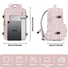 17-Inch Laptop Business Work Waterproof Backpack, Large Travel Backpack For Both Men And Women, Handbag, With Laptop Compartment, Suitable For Carry-On Luggage, Carry-On Luggage Box, Super Large Travel Backpack, Suitable For Business Trips, Travel Bag, Suitable For School, Suitable For Both Men And Women. - Bụi hồng - Xem 6
