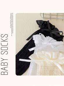1 đôi tất ren xếp ly có nơ, kiểu Lolita dễ thương dành cho bé gái, mùa hè. - Nhiều màu - Xem 8