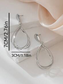 优雅不对称镂空水滴长耳环，精致珠宝毕业礼物 - 金黃色 - 查看 5