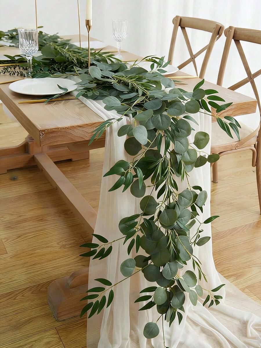 1 件人造桉树藤蔓，仿柳树和桉树组合藤蔓，带有丝绸般的绿色叶子，人造悬挂植物，绿色装饰，适合情人节、母亲节、春季装饰、家居装饰、门廊装饰、婚礼、派对、房间装饰、卧室装饰、春季婚礼拱门和墙饰。 - 彩色 - 查看 1