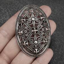 SeuSuk 1pc Classic Retro Shield Amulet Brooch, Punk Charm Lapel Pin Gift For Men - Silver - View 1