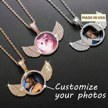 1 Customized Photo Circular Necklace With Chain - Vintage Bohemian Feng Shui Diamond Wing Pendant, Personalized Women's Jewelry Gift, Valentine's Day Gift, Casual Outfit, Craftsmanship, Nostalgic Souvenir, Bohemian Style, Exquisite Craftsmanship, Fashionable Accessories - 彩色 - 查看 1