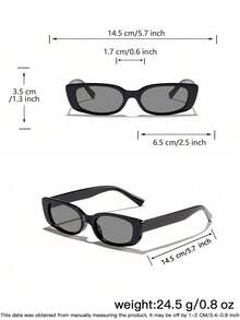 一套女士Y2K潮流引领者黑色纤细椭圆形镜框防紫外线镜片大胆前卫时尚眼镜，适合周末探险和拍照 - 彩色 - 查看 11