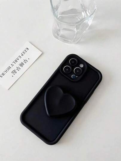 1pc Millennium Gradient Heart-Shaped Air Cushion Hidden Bracket Phone Case, Compatible With IPhone 12/13 Pro Max, Full Protection Anti-Fall Soft Cute Cartoon Design Phone Case, Suitable For Honor X7/Galaxy A56 5G/Infinix Smart 8/Infinix Hot 40i/Spark 20/Spark 20C/Spark Go 2024/Redmi Note 14 5G/Moto E22/E22i/OPPO A54, Waterproof, Anti-Fall, Anti-Scratch