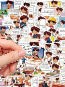 50pcs Arabic Style Stickers Creative Cartoon DIY Decals For Journal, Guitar, Luggage, Phone Case, Laptop, Skateboard, Waterproof - Multicolor - View 6