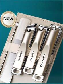 5pcs Professional Manicure & Pedicure Set, Includes Nail Clipper, Nail File, Ear Pick, With Portable Storage Box, Practical Gift Set (Suitable For Men, Women, Elderly), Home Beauty Care Kit, Travel-Friendly Box, Fashionable Design - View 2