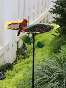 1个复古金属鸟浴盆，户外悬挂式喂鸟器，铸叶造型，防锈，铜绿垂直喂鸟站，耐用草坪庭院花园装饰，爱鸟人士用品 - K44 - 查看 2