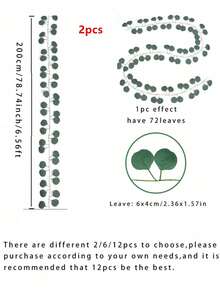 1pc/12pcs Artificial Eucalyptus Wreath, Fake Eucalyptus Leaves Garland Decor, Suitable For Wedding Backdrop, Fireplace Arch, Door Wall, Room Decoration, Simulated Vertical Vines - Green - View 16